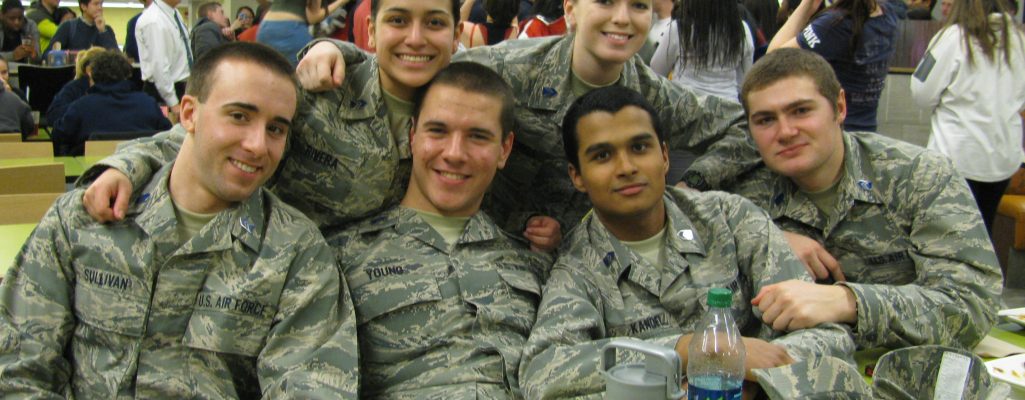 UConn cadets having lunch together
